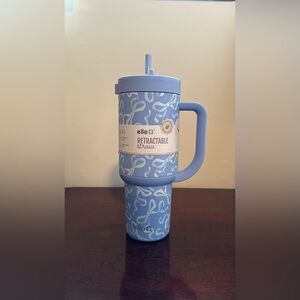 ELLO Oasis Stainless Steel 30oz Tumbler w/ Handle & Retractable Straw Blue Bows
